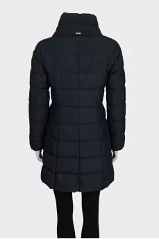 Fitted down jacket with a zipper in black