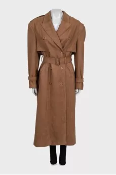 Brown coat with a belt
