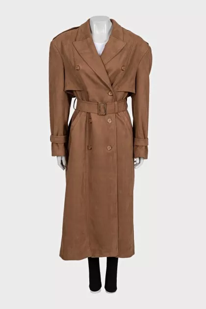 Brown coat with a belt