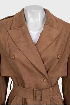 Brown coat with a belt