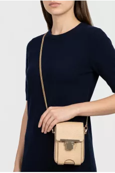 Beige embossed leather mini bag