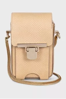 Beige embossed leather mini bag