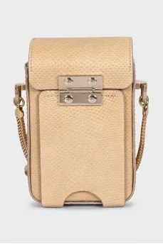 Beige embossed leather mini bag