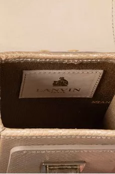 Beige embossed leather mini bag