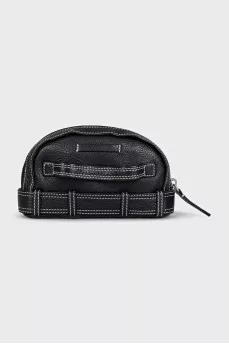 Vintage black leather cosmetic bag