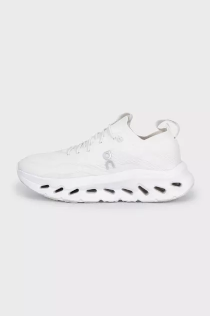 White textile sneakers with a chunky sole