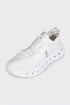 White textile sneakers with a chunky sole