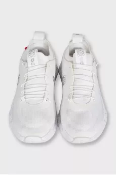 White textile sneakers with a chunky sole