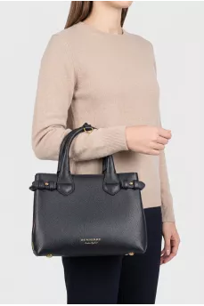 Black leather and fabric bag Banner