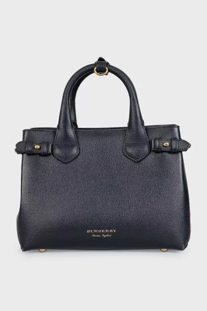 Black leather and fabric bag Banner