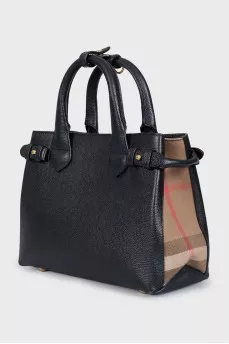 Black leather and fabric bag Banner