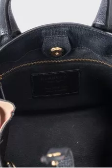 Black leather and fabric bag Banner