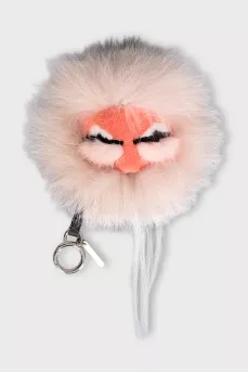 Pink fur keychain