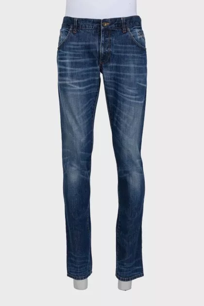 Men's blue jeans with silver jacron