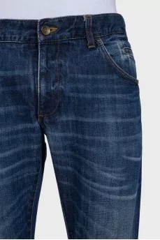Men's blue jeans with silver jacron
