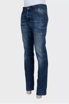 Men's blue jeans with silver jacron