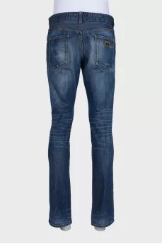 Men's blue jeans with silver jacron