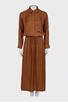 Brown fitted shirt dress
