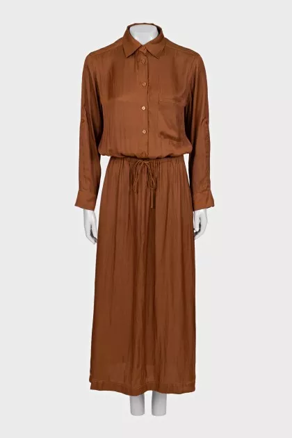 Brown fitted shirt dress