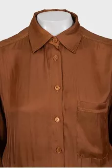 Brown fitted shirt dress