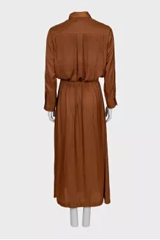 Brown fitted shirt dress