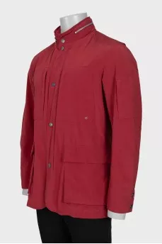 Men's red zippered windbreaker