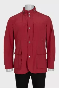 Men's red zippered windbreaker