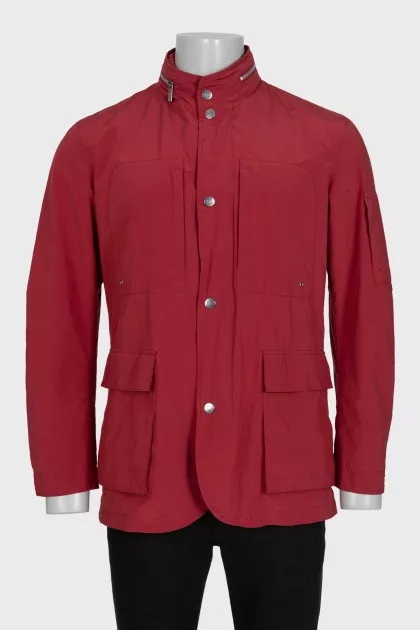Men's red zippered windbreaker