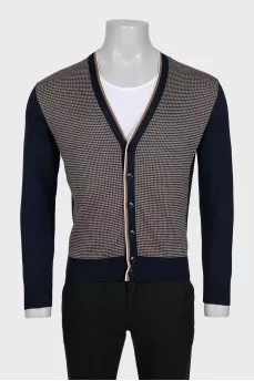 Men's blue silk cardigan