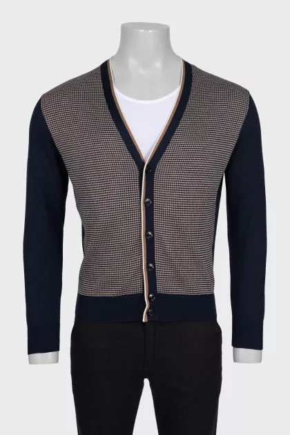 Men's blue silk cardigan
