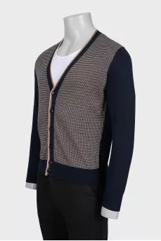 Men's blue silk cardigan