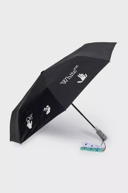 Black umbrella with tag