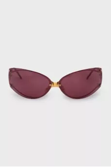 Burgundy sunglasses with gold frames