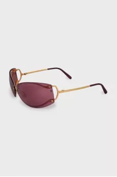 Burgundy sunglasses with gold frames