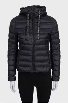 Black zip-up jacket with a hood