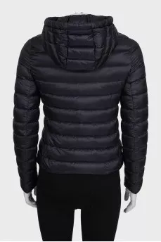 Black zip-up jacket with a hood