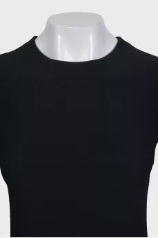 Fitted black dress with long sleeves