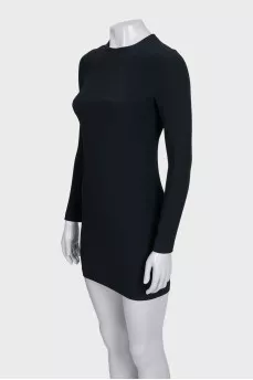 Fitted black dress with long sleeves