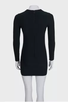 Fitted black dress with long sleeves