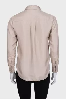Straight-cut silk shirt with patch pockets