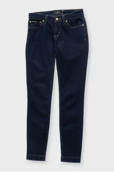 Dark blue low rise skinny jeans