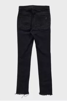 Black skinny jeans with raw hem