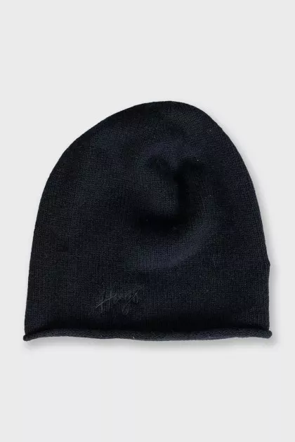 Black hat with embroidered logo