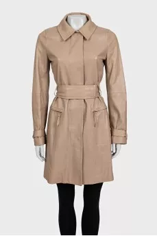 Beige lambskin coat