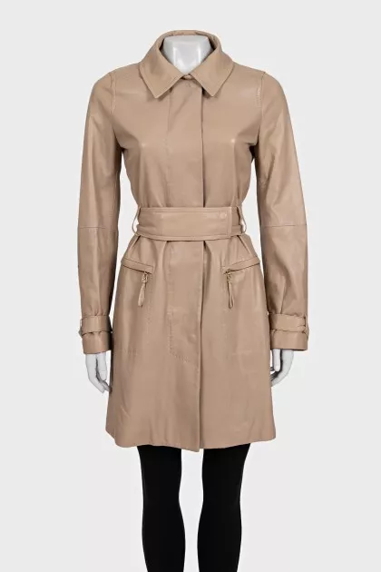 Beige lambskin coat