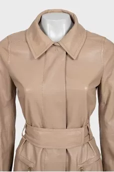 Beige lambskin coat