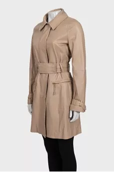 Beige lambskin coat