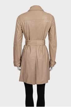 Beige lambskin coat
