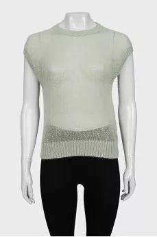 Green set with a cardigan with a tag