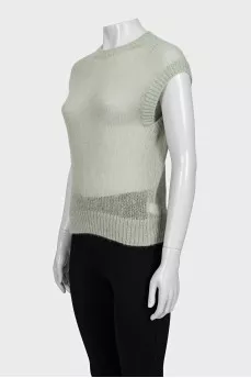 Green set with a cardigan with a tag